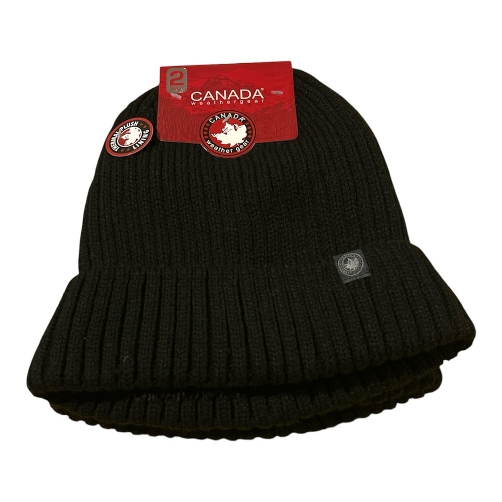 Canada Weather Gear 2 Pack Black Hats. NWT